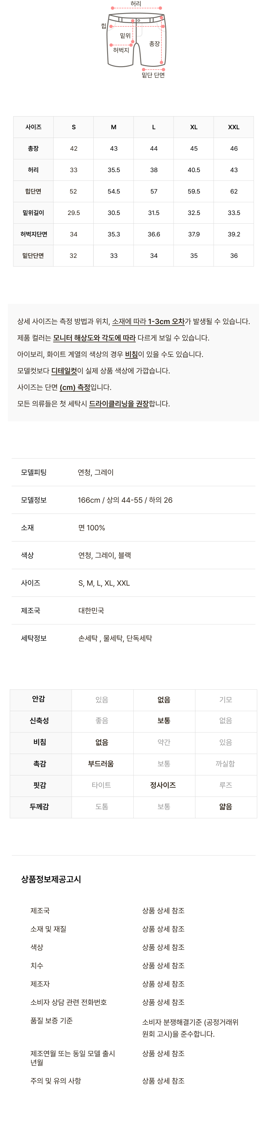 [2XL까지/옆트임] 하이웨스트 옆포인트 데님 숏 팬츠 청 반바지 (3color) 상세 이미지 5